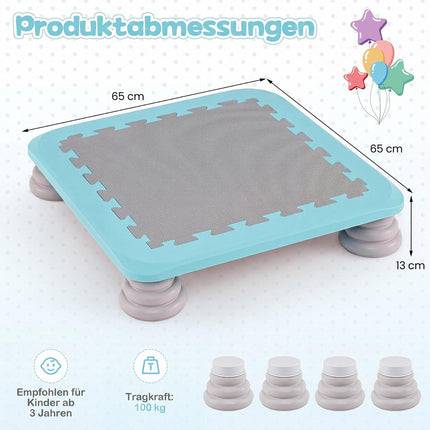 Kinder-Minitrampolin, 65 cm (25,5 Zoll) mit rutschfesten Fußpolstern, Blau