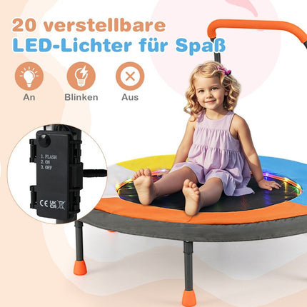 Kinder-Minitrampolin mit LED-Leuchten, Ø90 cm, klappbar