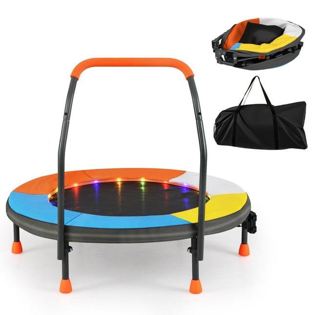 Kinder-Minitrampolin mit LED-Leuchten, Ø90 cm, klappbar