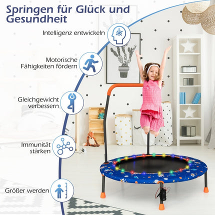 Kinder-Minitrampolin mit LED-Leuchten, abnehmbarer Griff