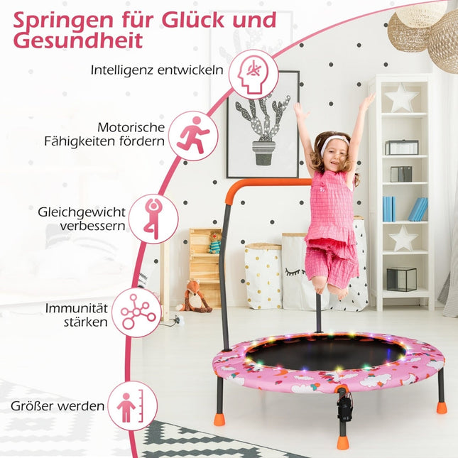 Mini trampoline pour enfants avec lumières LED et poignée amovible