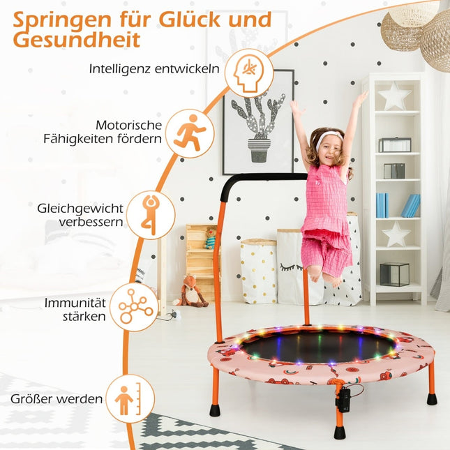 Kinder-Minitrampolin mit LED-Leuchten, abnehmbarem Griff
