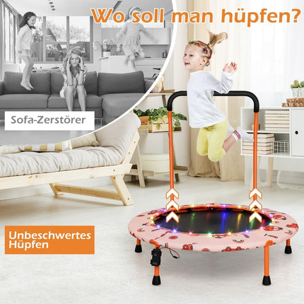 Kinder-Minitrampolin mit LED-Leuchten, abnehmbarem Griff