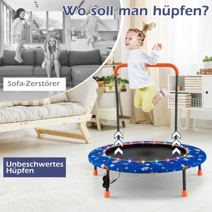 Kinder-Minitrampolin mit LED-Leuchten, abnehmbarer Griff