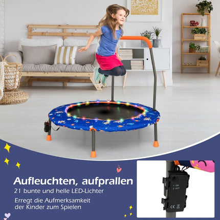 Kinder-Minitrampolin mit LED-Leuchten, abnehmbarer Griff