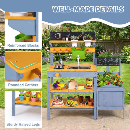 Matschküchen-Set für Kinder mit Wasserreservoir und Kreidetafel