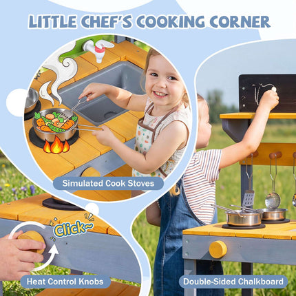 Matschküchen-Set für Kinder mit Wasserreservoir und Kreidetafel