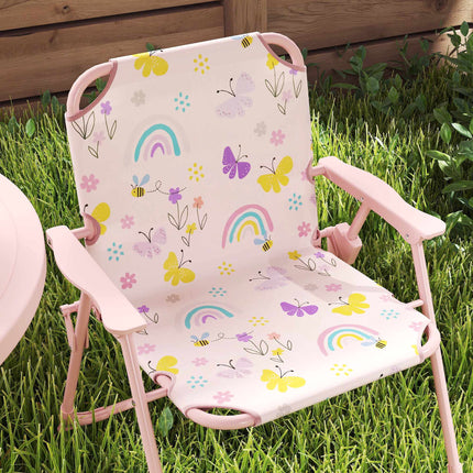 Ensemble de mobilier de jardin pour enfants avec parasol - Rose, pliable