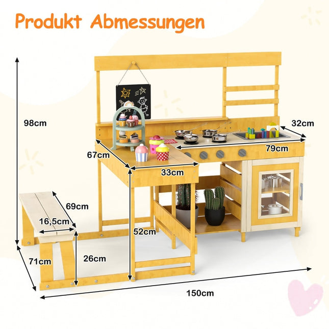Cuisine d'extérieur pour enfants avec table de pique-nique - Bois de sapin