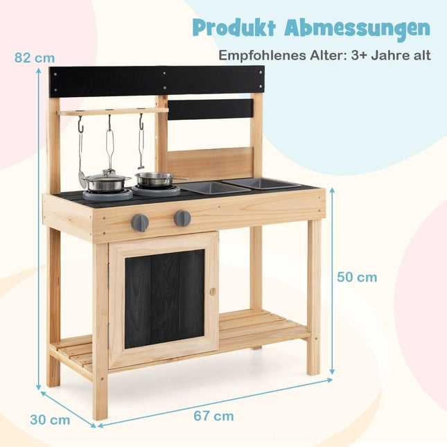 Cuisine extérieure pour enfants avec évier, robinet et cuisinière