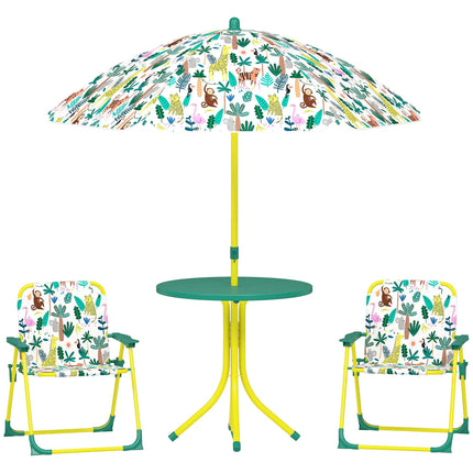 Ensemble de jardin pour enfants avec table, 2 chaises et parasol