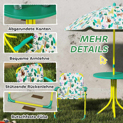 Ensemble de jardin pour enfants avec table, 2 chaises et parasol