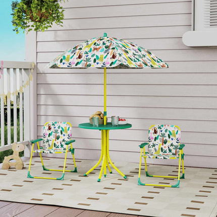 Ensemble de jardin pour enfants avec table, 2 chaises et parasol