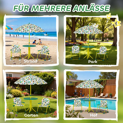 Ensemble de jardin pour enfants avec table, 2 chaises et parasol