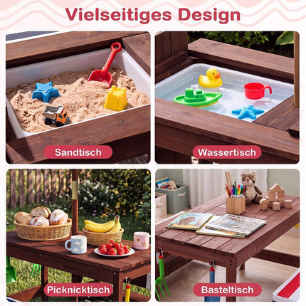 Picknicktisch-Set aus Holz für Kinder im Freien mit Sonnenschirm