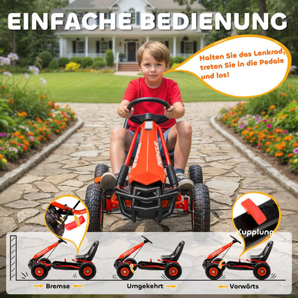 Karting à pédales pour enfants, siège réglable, roues en EVA, 3-8 ans