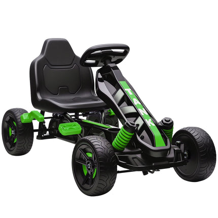 Karting à pédales pour enfants avec frein, vert, 3-6 ans
