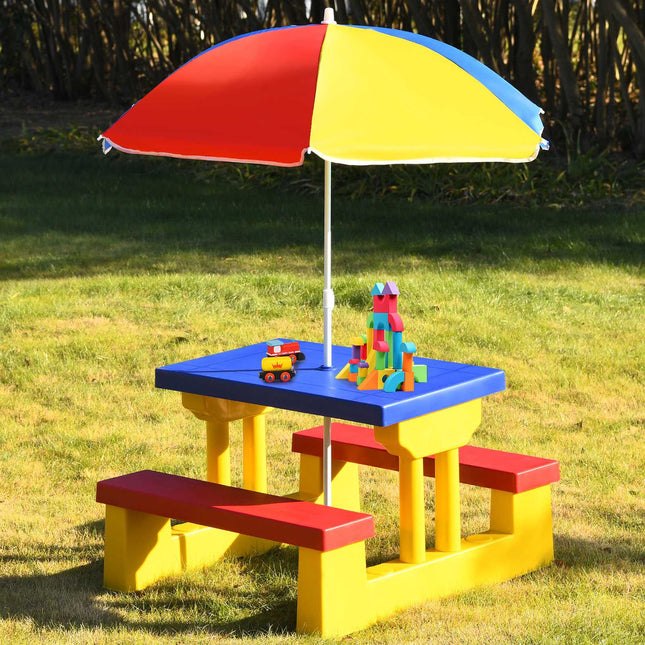 Ensemble table de pique-nique pour enfants avec parasol - Durable et facile à installer