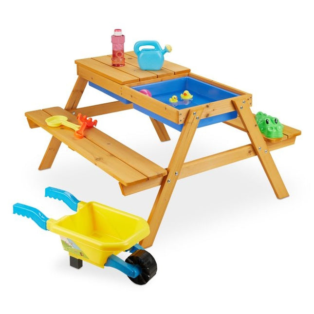 Kinderpicknicktisch mit Bänken in Weiß