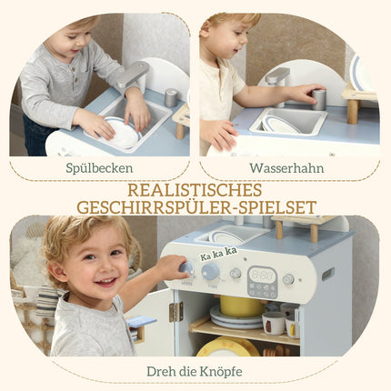 Cuisine pour enfants, lave-vaisselle en bois, 32 accessoires, MDF