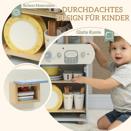 Cuisine pour enfants, lave-vaisselle en bois, 32 accessoires, MDF
