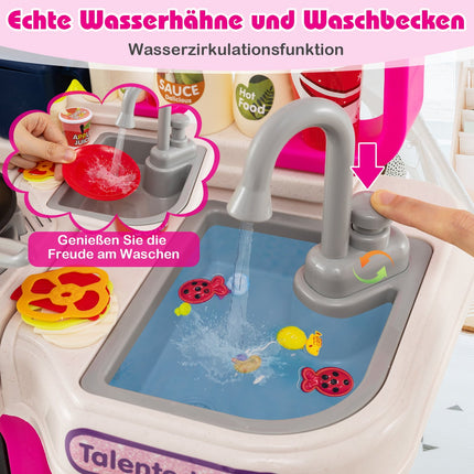 Kinder Spielküche mit 54 Zubehörteilen, Pink, ab 3 Jahren
