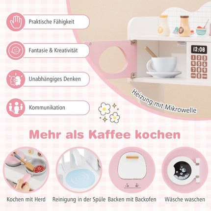 Cuisine enfant avec accessoires : cafetière, micro-ondes, four