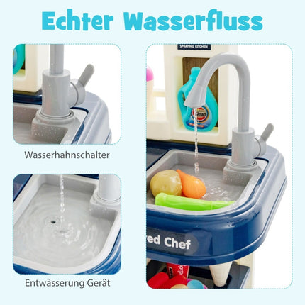 Kinder Spielküche mit Lichtern, Wasserpumpe, 38 Teile