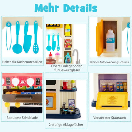 Kinder Spielküche mit Lichtern, Wasserpumpe, 38 Teile