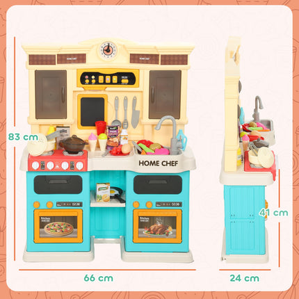 Kinder Spielküche Set mit Wasser, Lichtern, Sounds, 85 Teilen