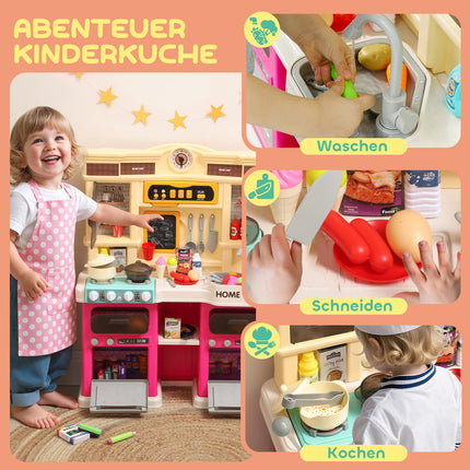 Kinder Spielküche mit Wasser, 85-teiliges Set, Licht & Sound