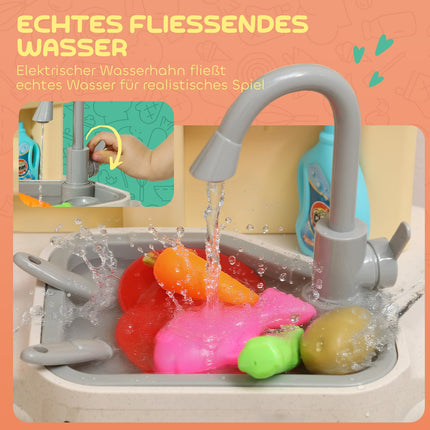 Kinder Spielküche mit Wasser, 85-teiliges Set, Licht & Sound
