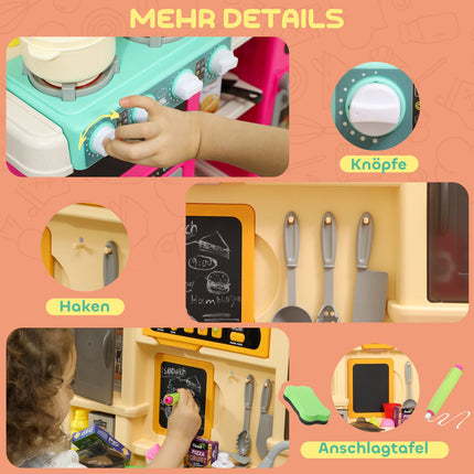 Kinder Spielküche mit Wasser, 85-teiliges Set, Licht & Sound