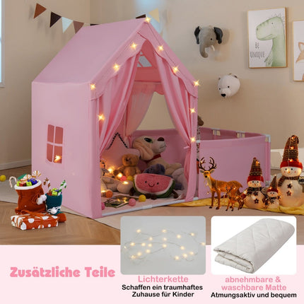 Tente de jeu et parc pour enfants avec lumières, tapis lavable