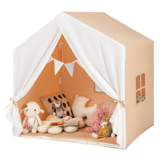 Tente de jeu pour enfants avec tapis en coton lavable et bannière de drapeau