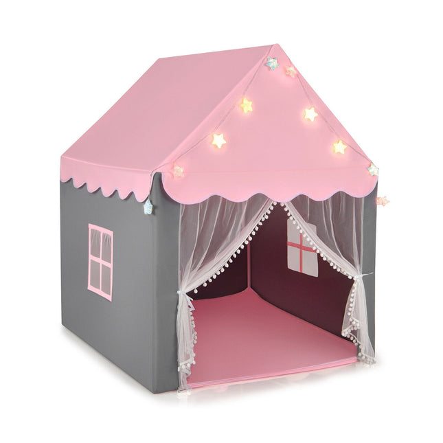 Kinder Spielzelt mit Lichterkette und Matte - Rosa