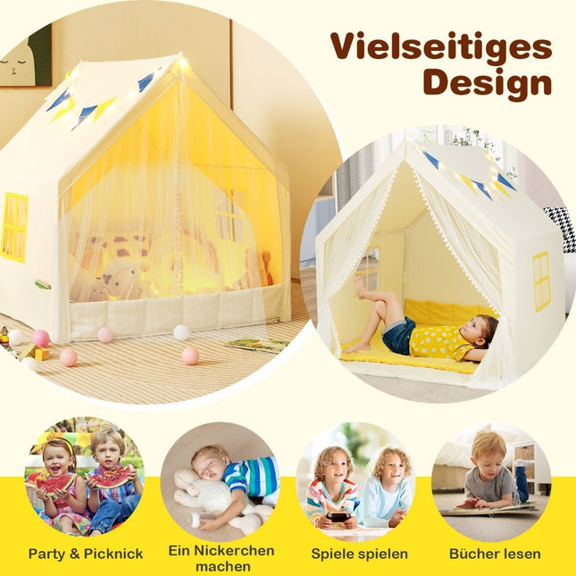Kinder-Spielzelt mit waschbarer Baumwollmatte, 122x105x125 cm