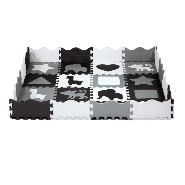Tapis de jeu pour parc pour enfants, gris, 36 pièces, 140 x 140 cm