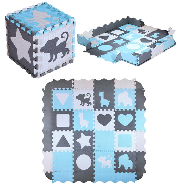 Tapis de jeu pour enfants, menthe, 36 pièces, 140 x 140 cm