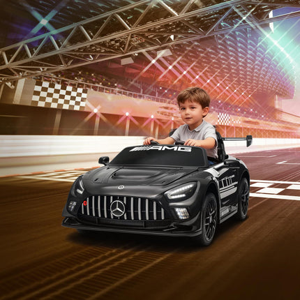 Voiture électrique pour enfants, batterie 12 V, lumières LED, musique, noire