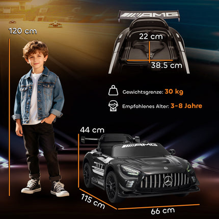 Voiture électrique pour enfants, batterie 12 V, lumières LED, musique, noire