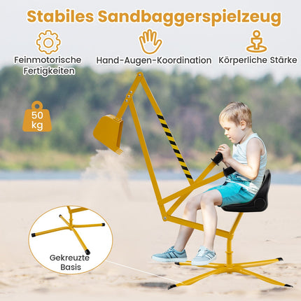 Pelleteuse électrique pour enfants avec siège pivotant à 360°, en métal