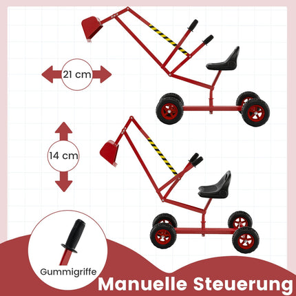 Pelleteuse électrique pour enfants avec siège pivotant à 360°, rouge