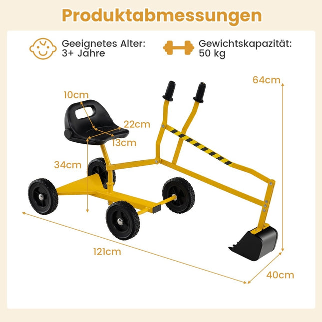 Pelleteuse électrique pour enfants avec siège pivotant à 360°, jaune