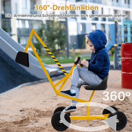 Pelleteuse électrique pour enfants avec siège pivotant à 360°, jaune