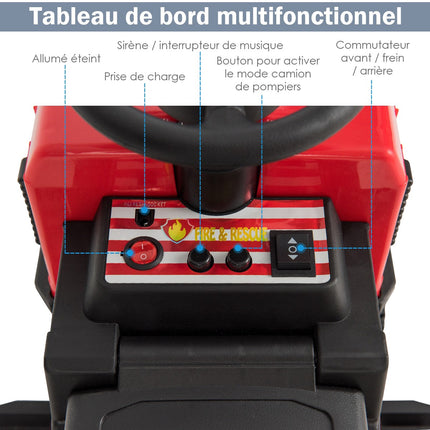 Kinder-Feuerwehrauto zum Aufsitzen, elektrisch 6V, Licht und Sound