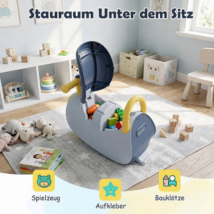 Voiture à pousser pour enfants avec musique et rangement, bleue, 18-36 mois