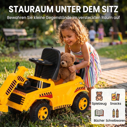 Kids Ride-On Road Roller with Liftable Front Roller, Horn, Under-Seat Storage