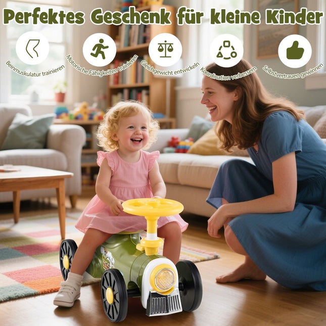 Train pour enfants avec volant et rangement, vert