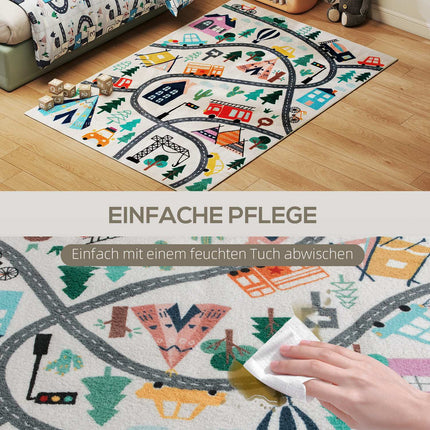 Kinderteppich mit Straßenmuster, weicher Fleece, rutschfest, 160x120 cm